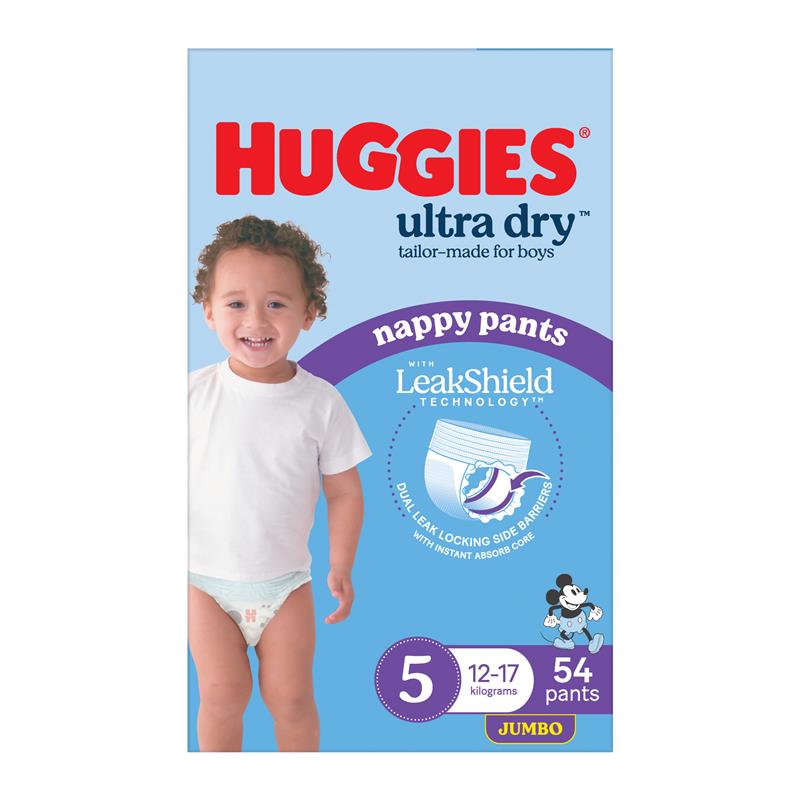 Huggies Ultra Dry Nappy Pants Boys Size 5 (12-17kg) 54 Pack