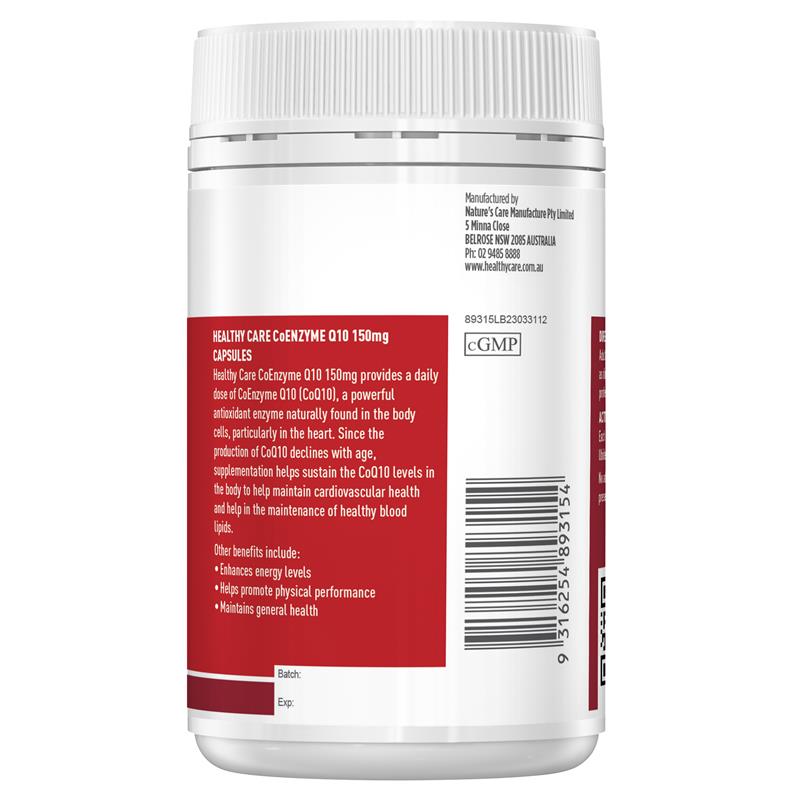 Healthy Care CoEnzyme Q10 150mg 100 Capsules