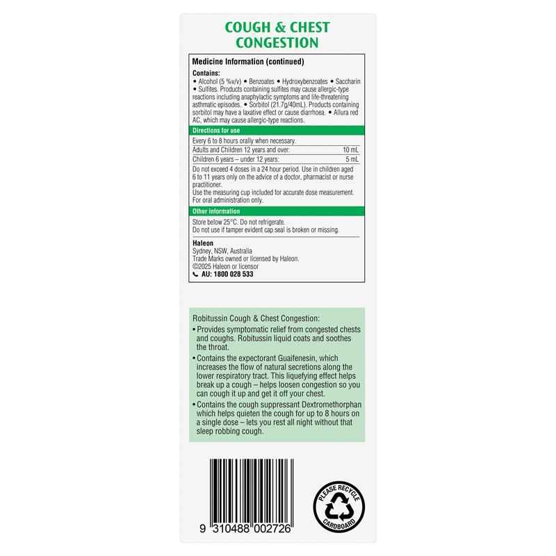 Robitussin Cough & Chest Congestion 250ml Exclusive Size