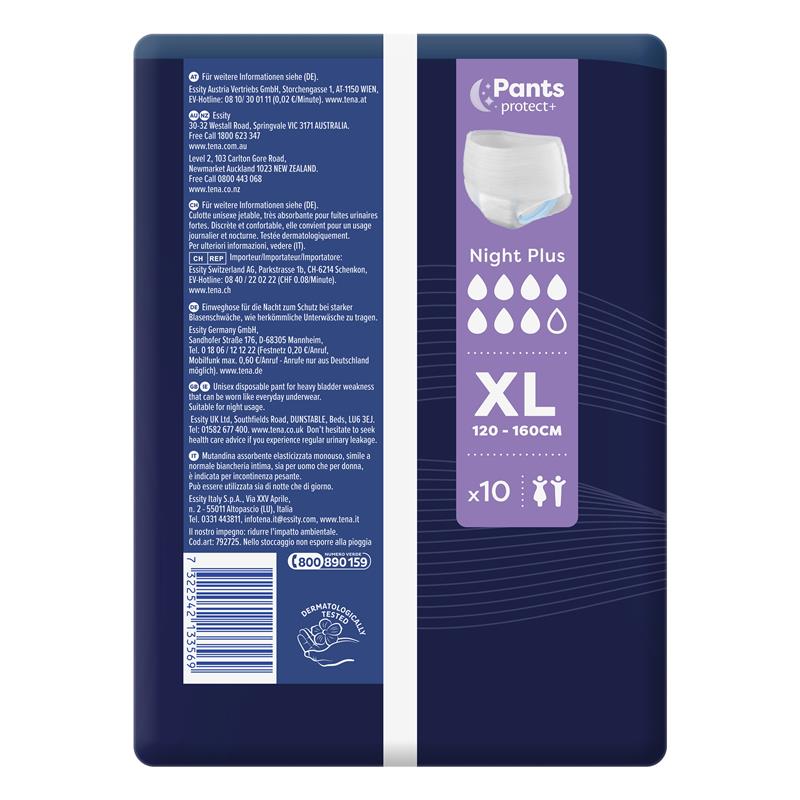 TENA Pants Night Plus Extra Large 10 Pack