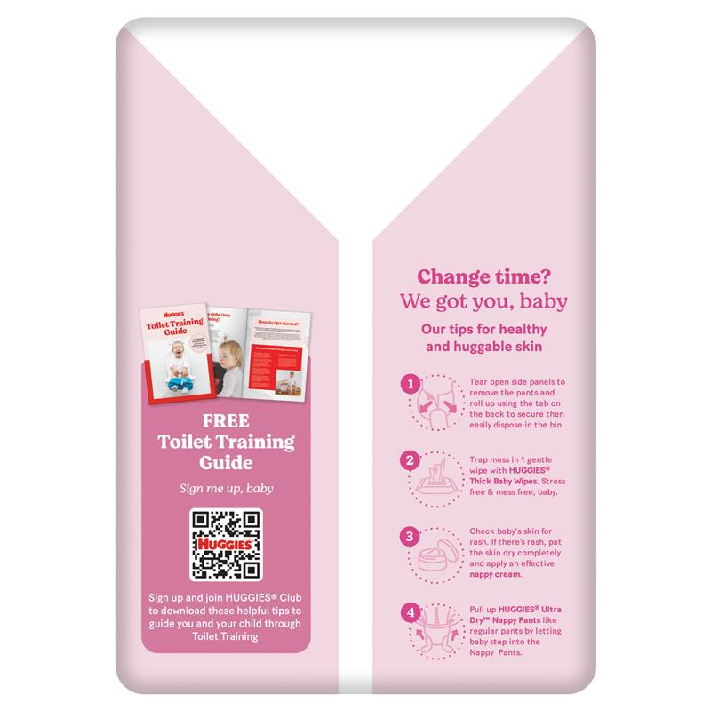 Huggies Ultra Dry Nappy Pants Size 6 15kg & Over Girl 24 Pack