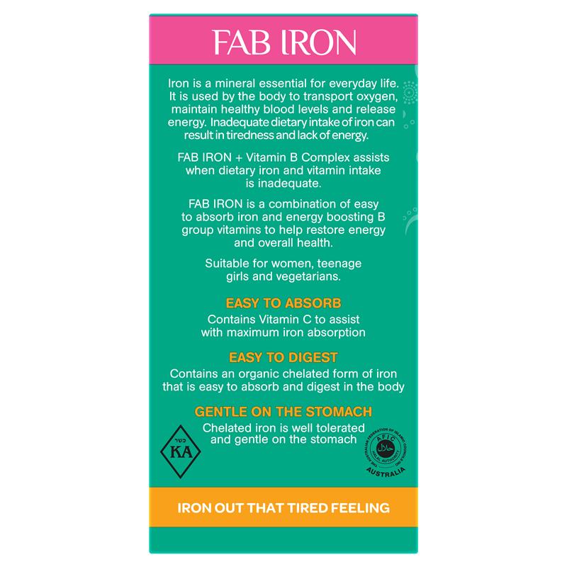 Fab Iron + Vitamin B Complex 60 Tablets - GimmeNow