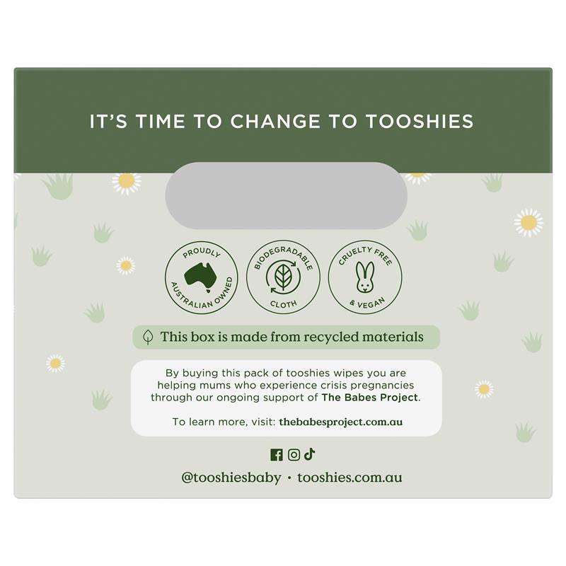 Tooshies Baby Wipes Aloe Vera and Chamomile 6 x 70 Pack