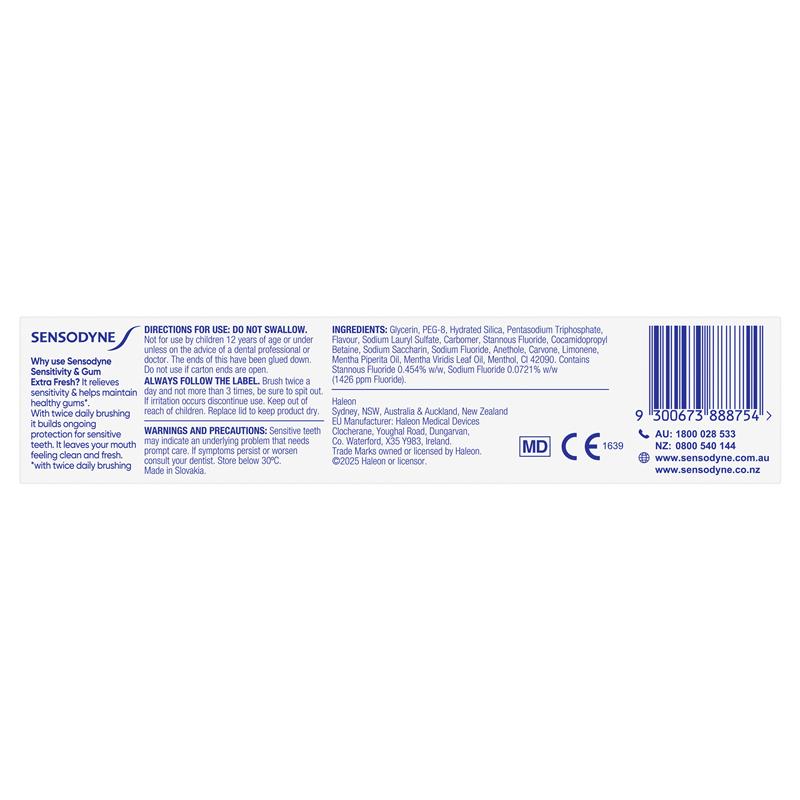 Sensodyne Toothpaste Sensitivity & Gum Extra Fresh 100g NEW