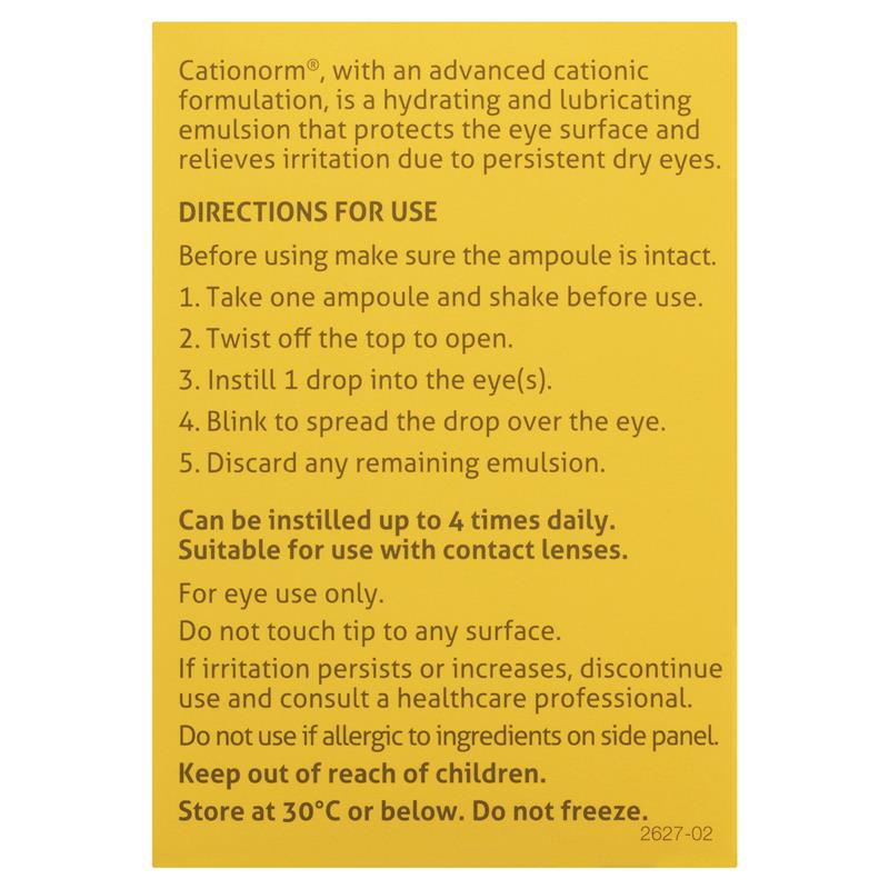 Cationorm Preservative Free Eye Drops 0.4ml x 30 Vials