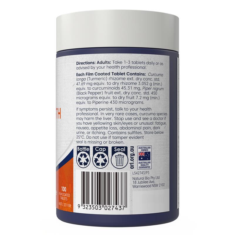 Bioglan Hi-Zorb Triple Strength Turmeric 100 Tablets