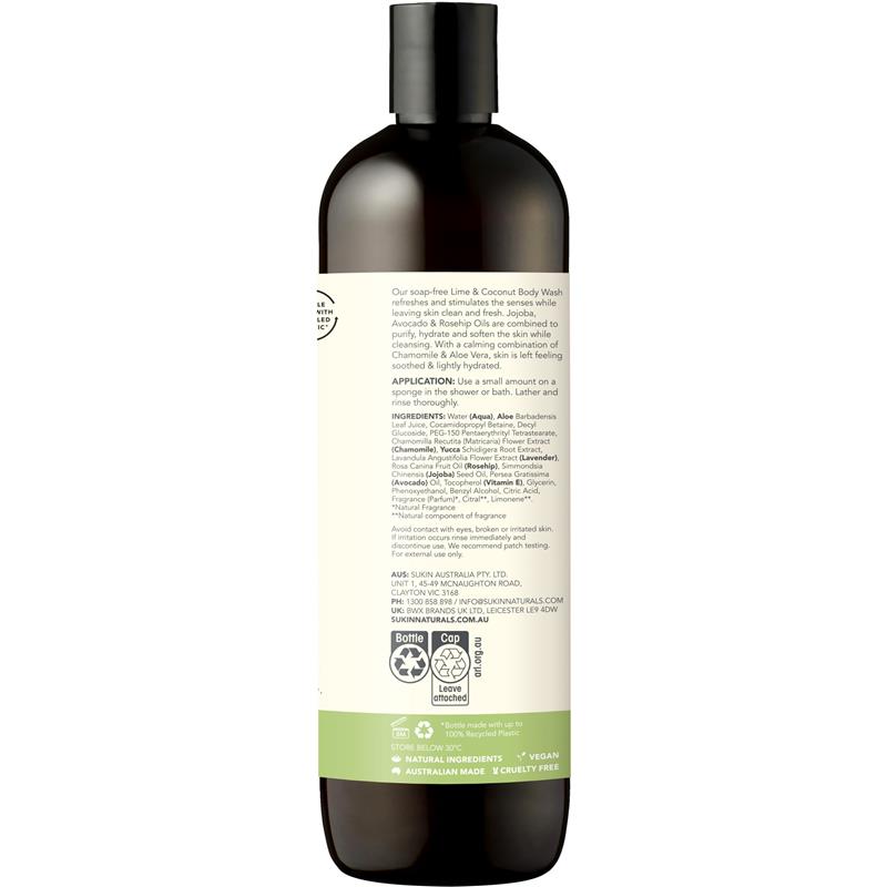 Sukin Botanical Body Wash Lime & Coconut 500ml