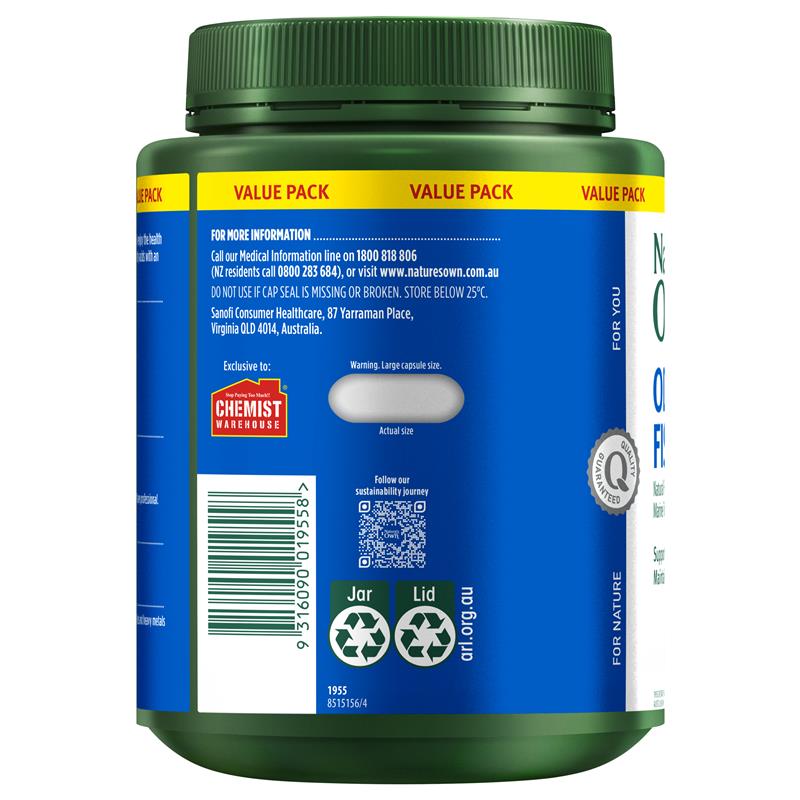 Nature's Own Odourless Fish Oil 1500mg 500 Capsules Exclusive Size - GimmeNow