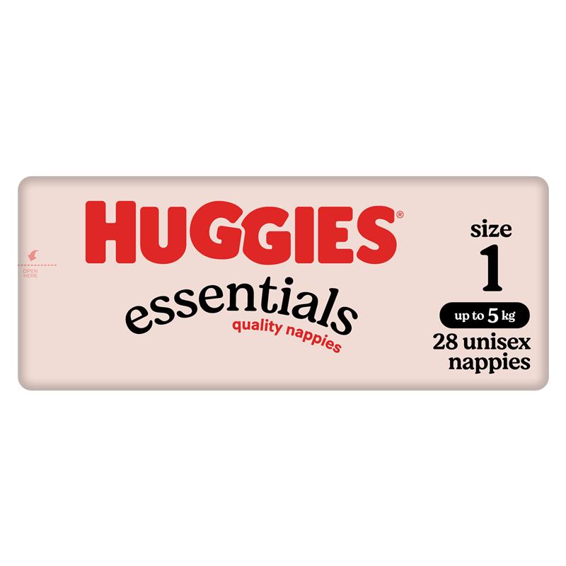 Huggies Essentials Size 1 Newborn up to 5kg 28 Nappies