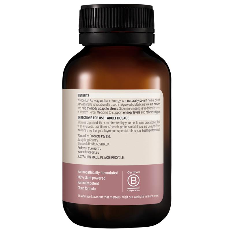 Wanderlust Ashwagandha + Energy 60 Capsules
