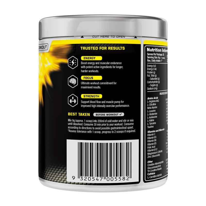 Vital Strength Pre Workout Powder Raspberry Rush 225g