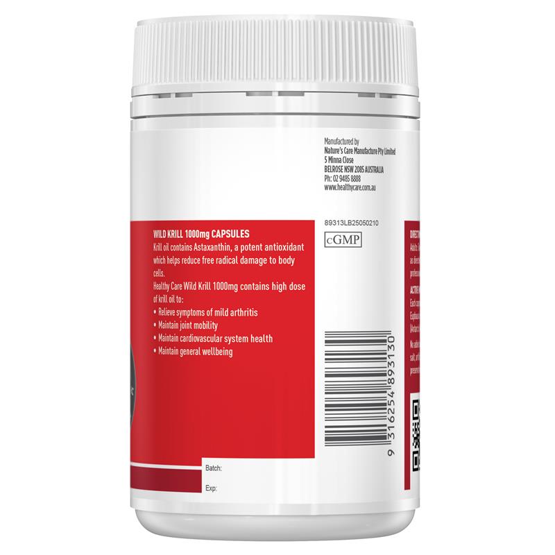 Healthy Care Wild Krill Oil 1000mg 60 Soft Capsules