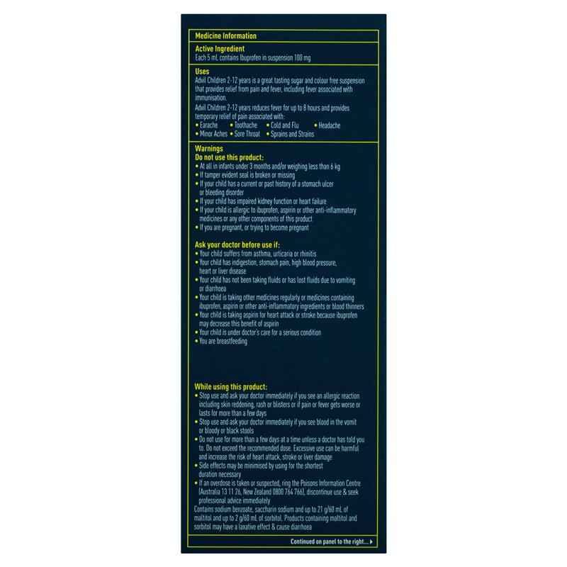 Advil Pain & Fever Suspension 200mL