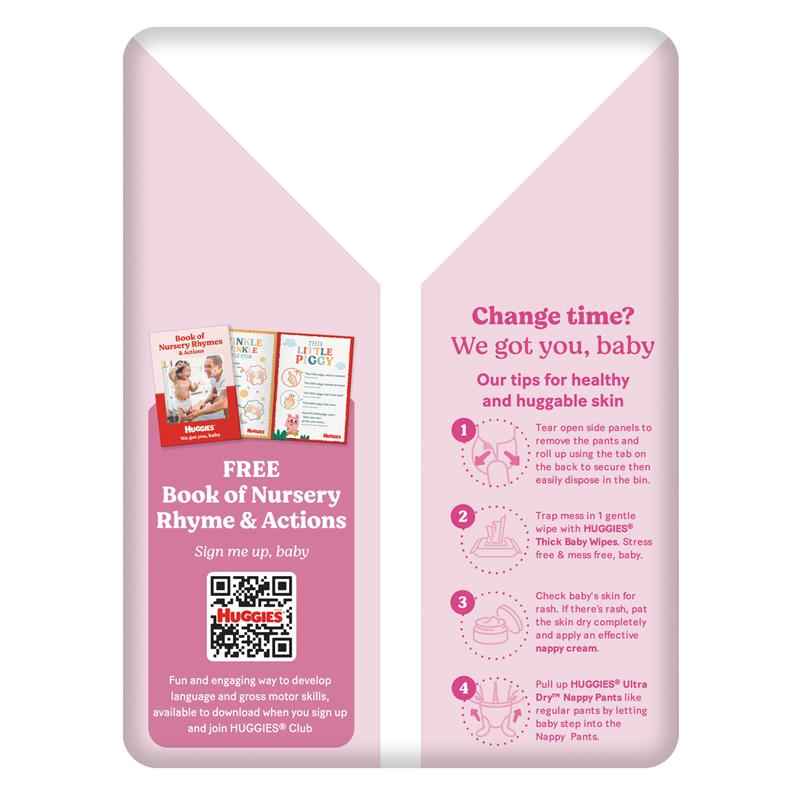 Huggies Ultra Dry Nappy Pants Size 4 9-14kg Girl 29 Pack