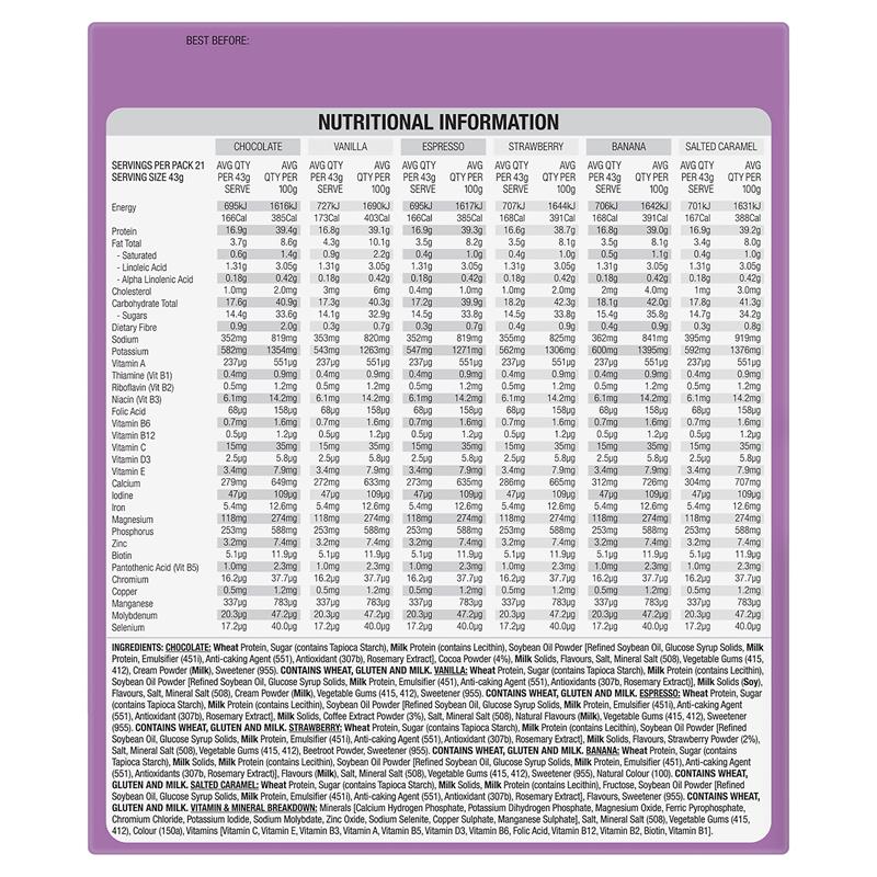 Optislim VLCD Meal Replacement Shake Variety Pack 21x43g Sachets