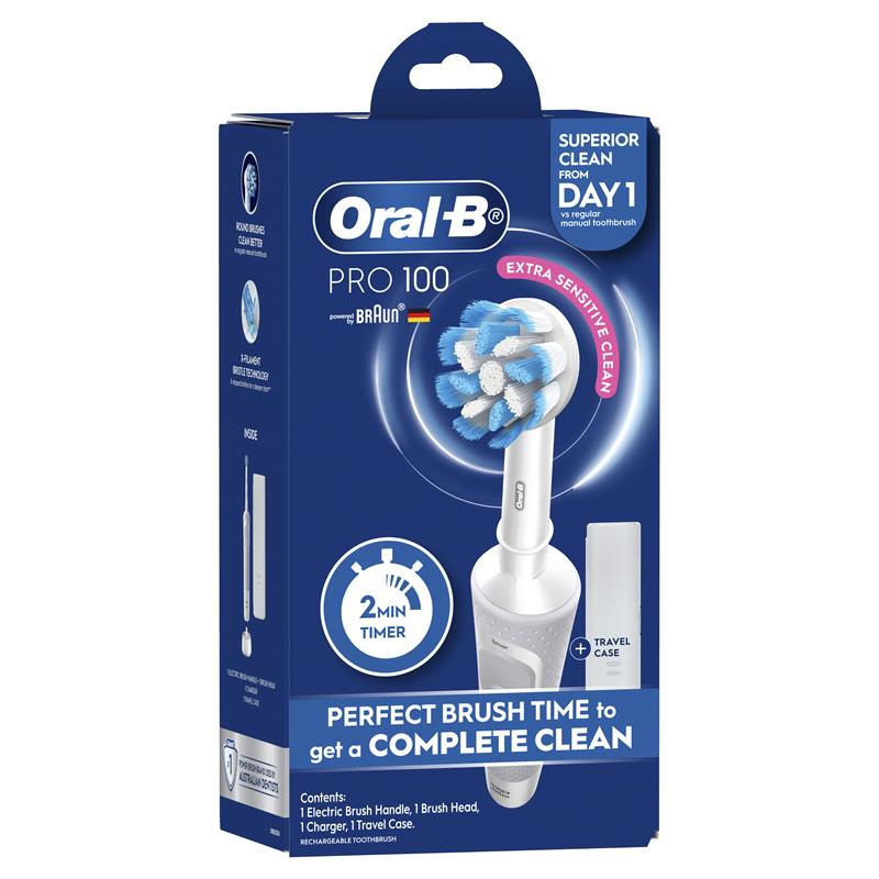 Oral B Pro 100 Gum Care Power Toothbrush White - GimmeNow