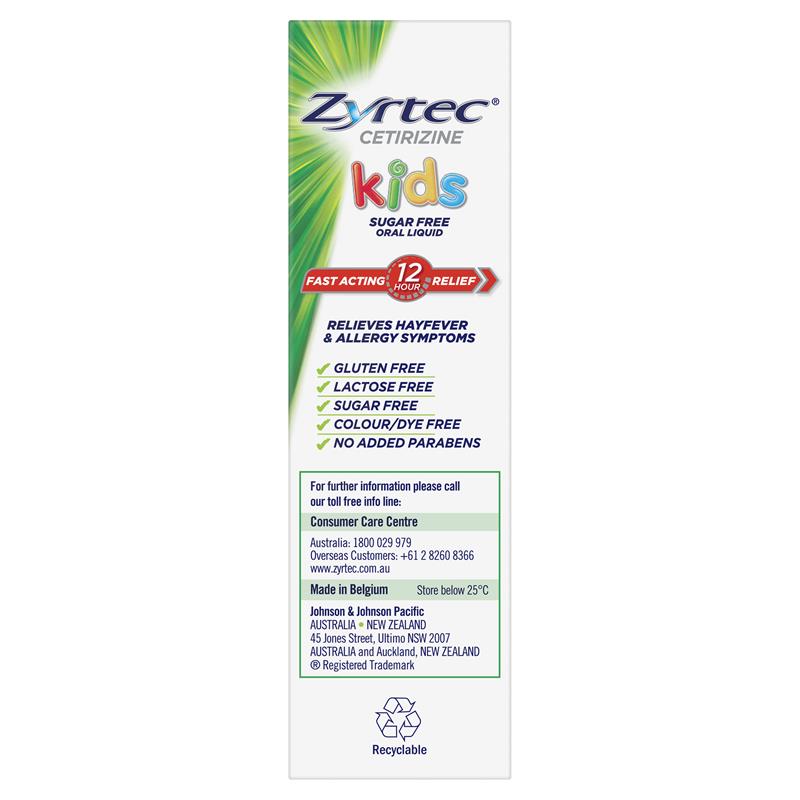 Zyrtec Kids Antihistamine Allergy & Hayfever Oral Liquid Bubblegum 60ml