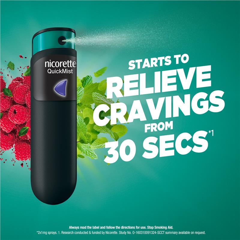 Nicorette Quit Smoking QuickMist Mouth Spray Cool Berry 150 Sprays (13.2mL x 1)