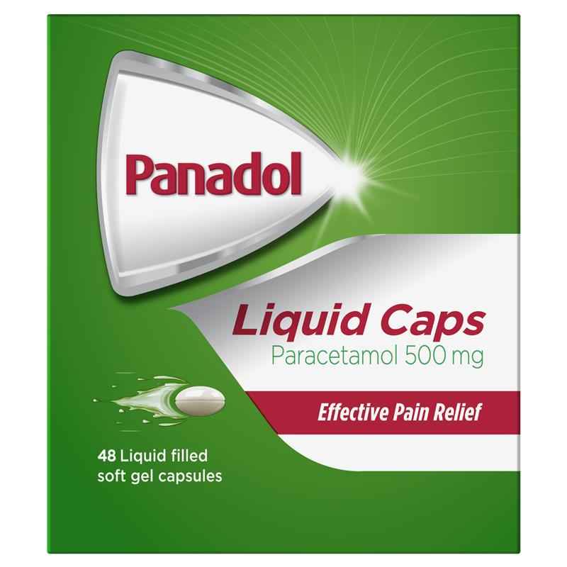 Panadol Liquid Capsules Paracetamol Pain Relief 48 Capsules