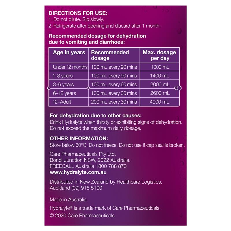 Hydralyte Electrolyte Apple Blackcurrant 4 Pack (4x250ml) Solution - GimmeNow