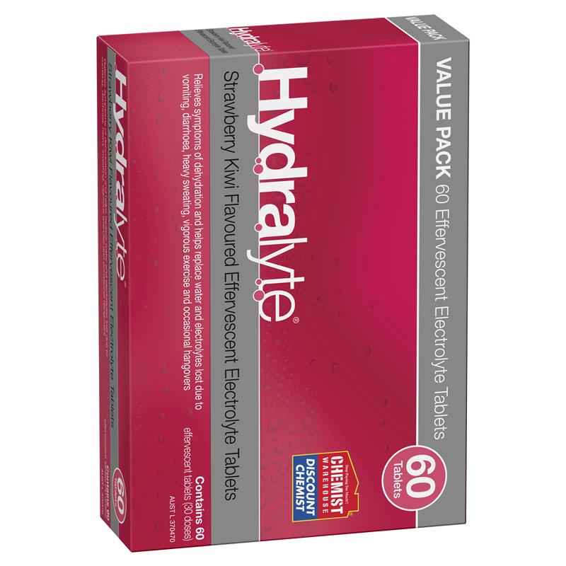 Hydralyte Electrolyte Effervescent Strawberry Kiwi 60 Tablets Exclusive Size - GimmeNow