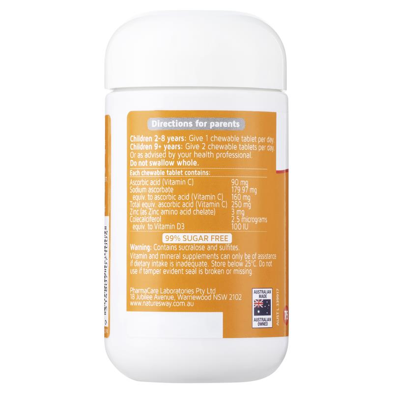 Nature's Way Kids Smart Vitamin C + Zinc + D 75 Chewable Tablets