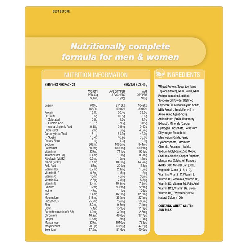 Optislim VLCD Meal Replacement Shake Banana 21x43g Sachets