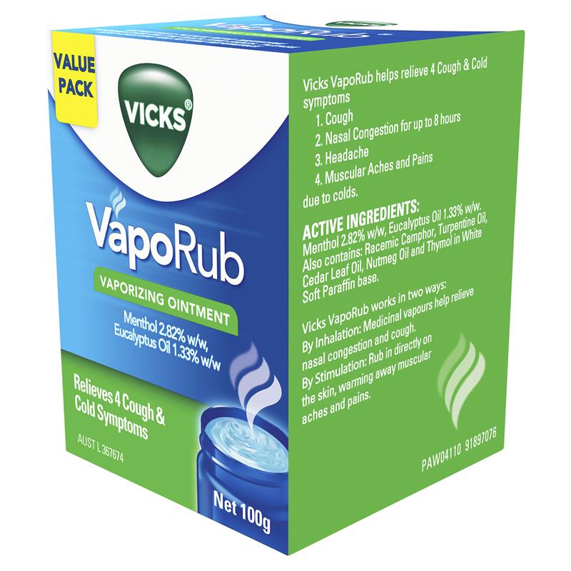 Vicks VapoRub Ointment Decongestant Chest Rub 100g - GimmeNow