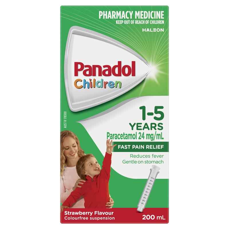 Panadol Children 1-5 Years Suspension Fever & Pain Relief Strawberry Flavour 200ml