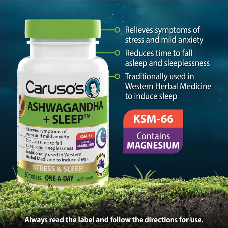 Carusos Ashwagandha + Sleep 30 Tablets