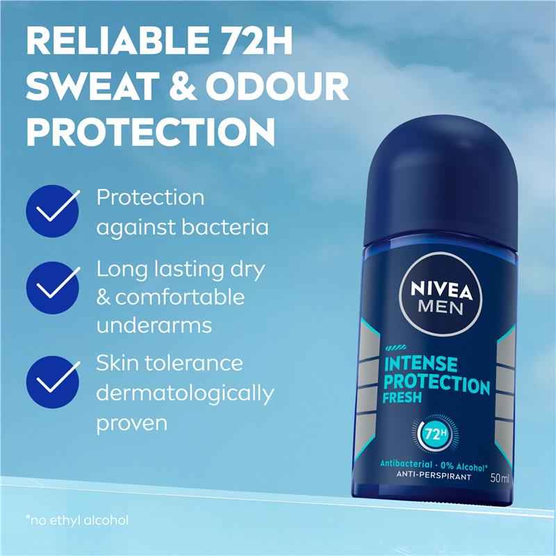 NIVEA MEN Intense Protection Fresh Roll On Deodorant 72H Protection 50ml