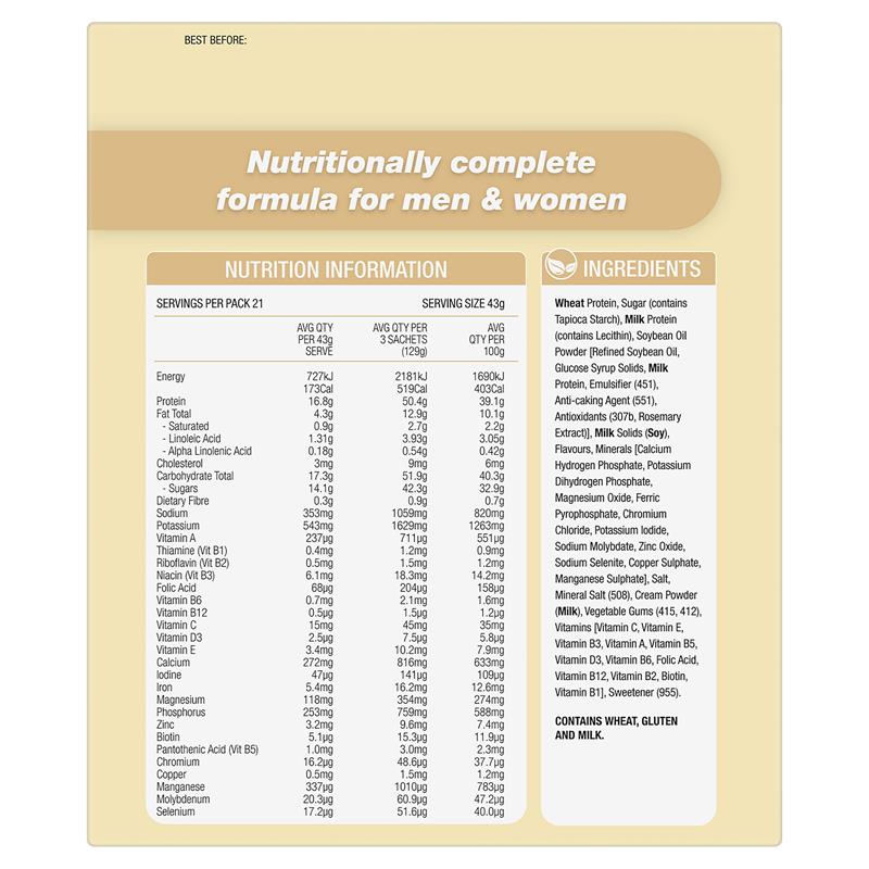 Optislim VLCD Meal Replacement Shake Vanilla 21x43g Sachets - GimmeNow