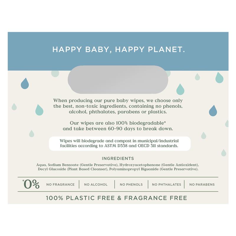 Tooshies Baby Wipes Pure Water 6 x 70 Pack