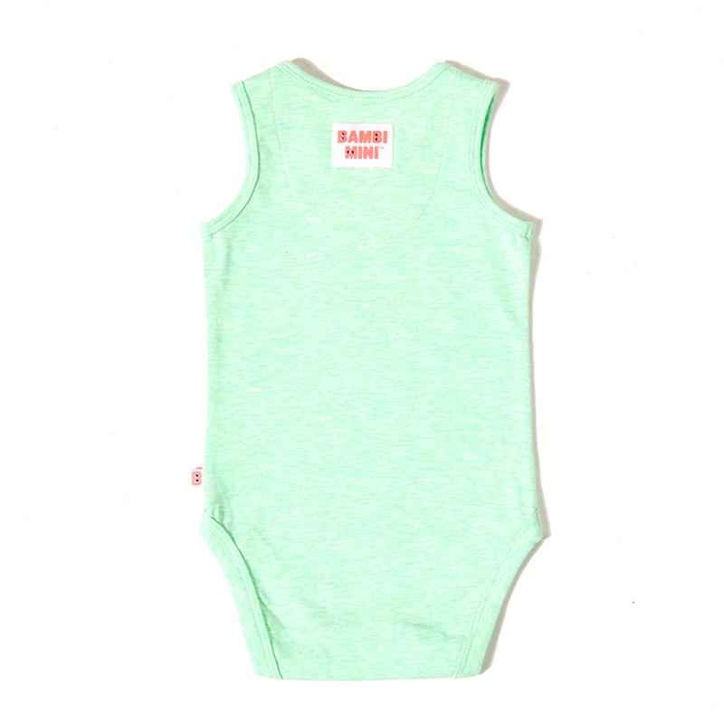 Bambi Mini Co. Supersinglet Bodysuit Boys Green Croc and Triangles 2 pack 6-12