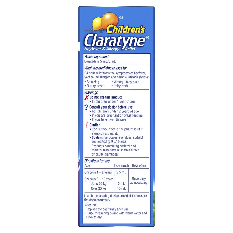 Children's Claratyne Allergy & Hayfever Relief Syrup For Kids Grape Flavour 120mL - GimmeNow
