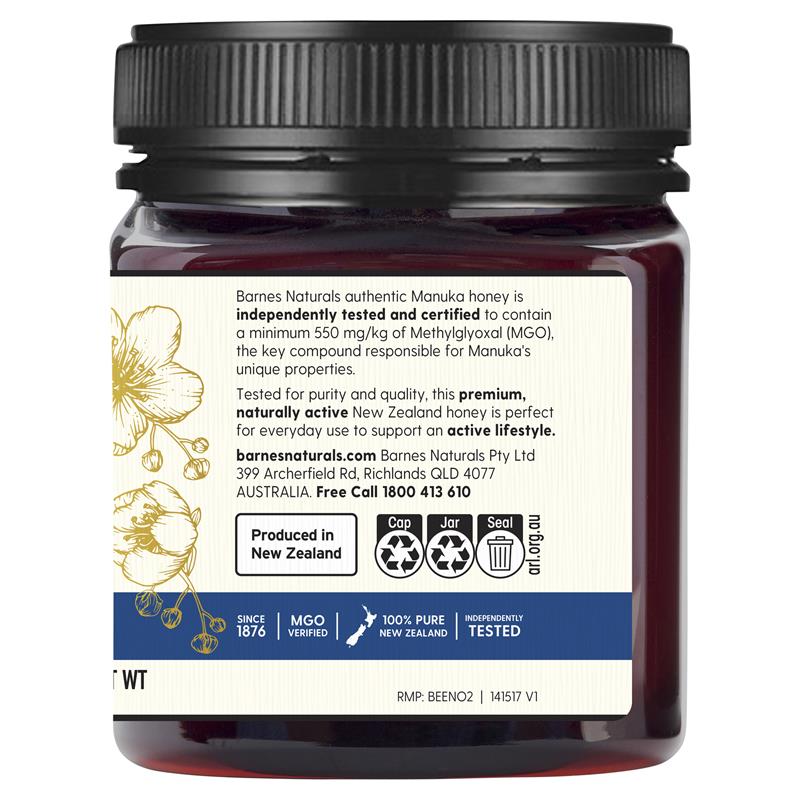 Barnes Naturals New Zealand Manuka Honey 1kg MGO 550+