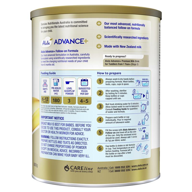 Alula Advance+ Stage 2 Follow On Formula 6-12 Months 800g