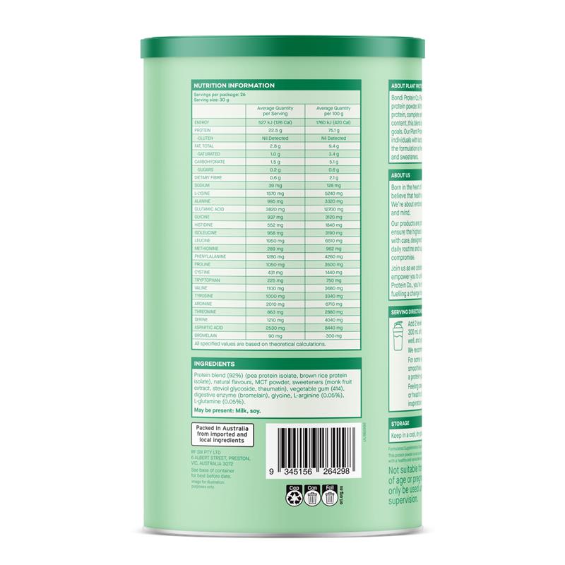 Bondi Protein Co. Plant Protein French Vanilla 800g