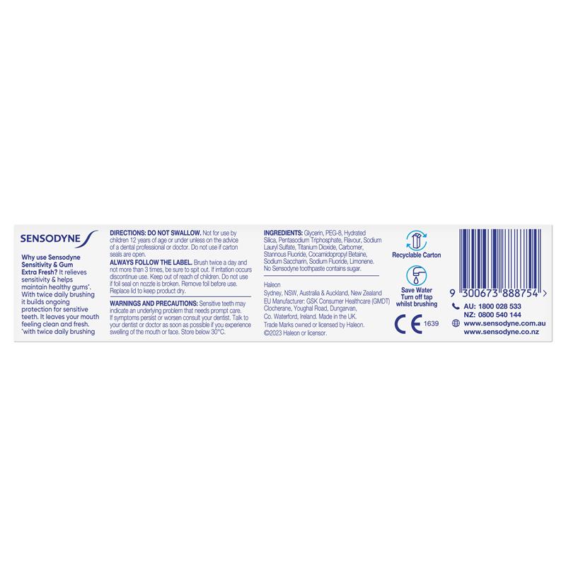Sensodyne Toothpaste Sensitivity & Gum Extra Fresh 100g NEW