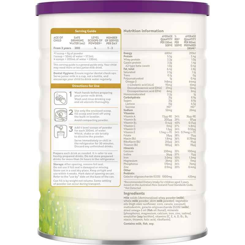 A2 Gentle Gold Premium Junior Milk Drink Stage 4 Beyond 3 Years 800g