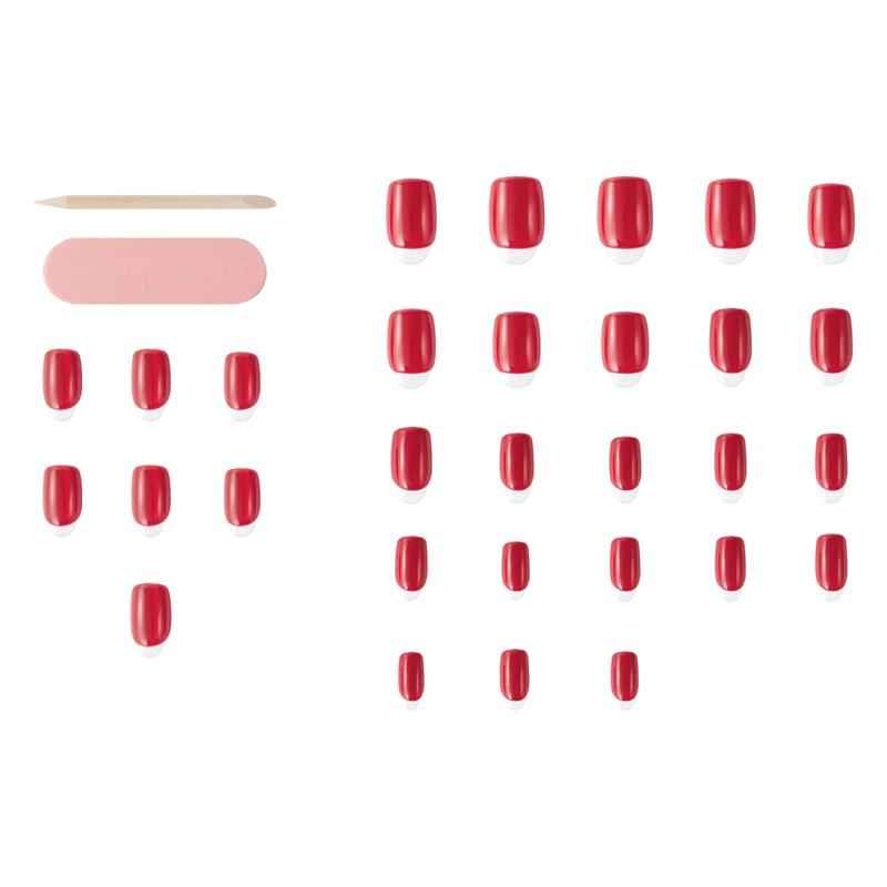 Pre-Glued Artificial Nails - Candy Apple Red, 30 Pieces