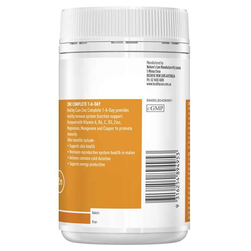 Healthy Care Zinc Complete 1-A-Day 180 Capsules