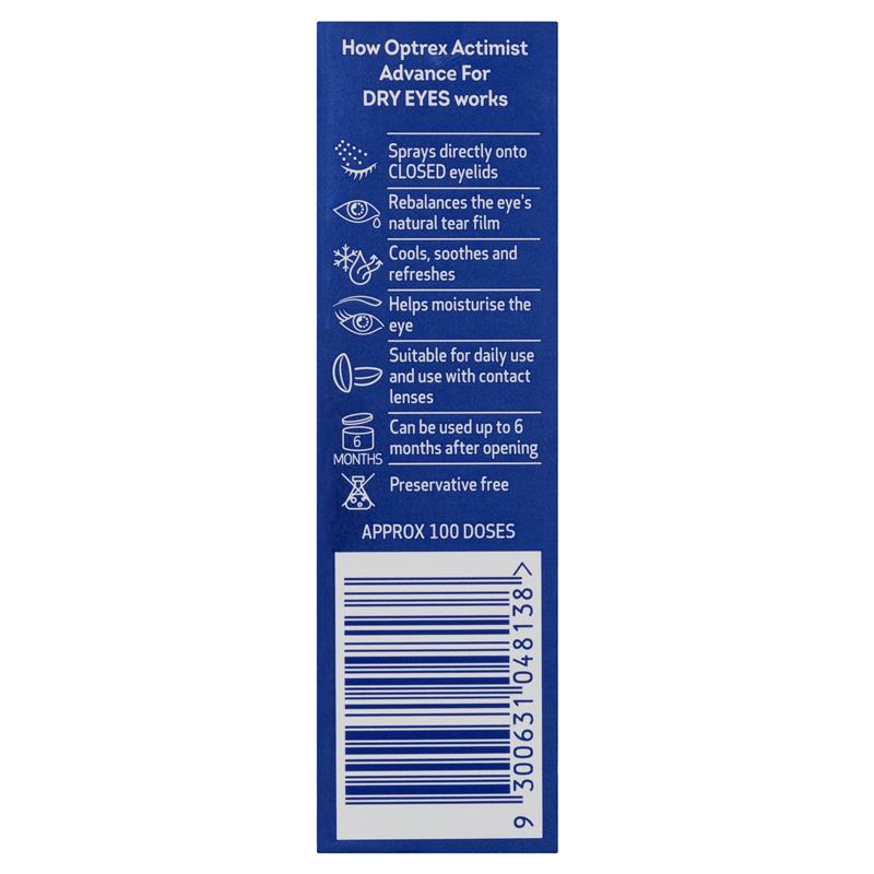 Optrex Advance Actimist Preservative Free Dry Eye Spray 10ml - GimmeNow