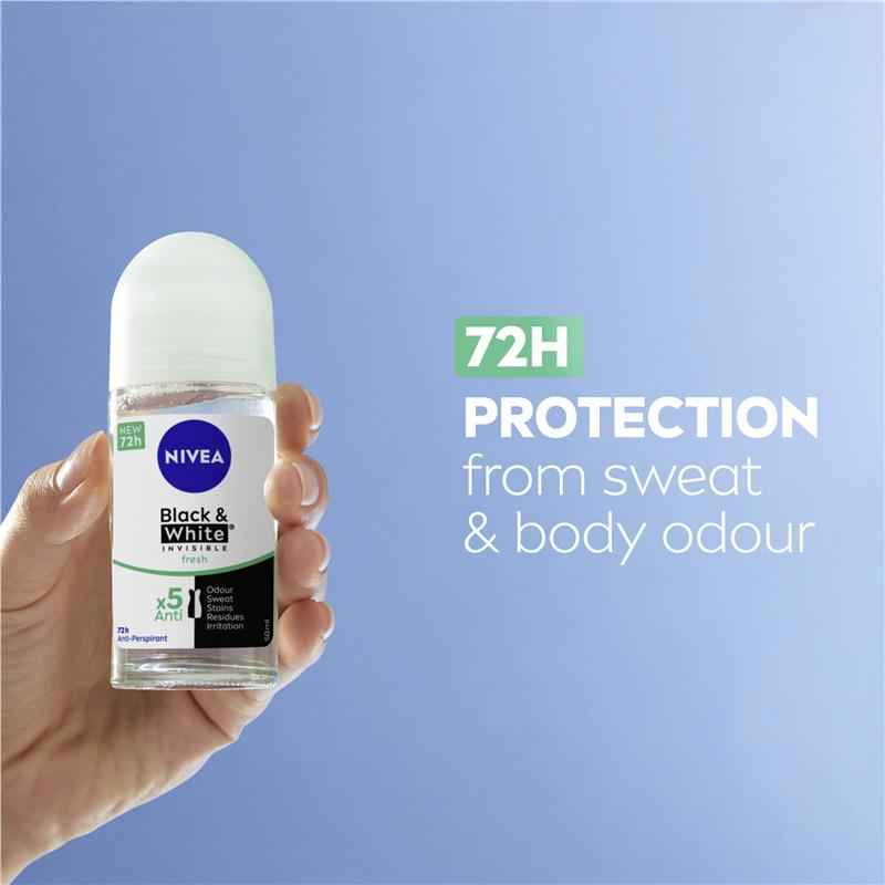 NIVEA Black & White Fresh Roll On Deodorant 72H Protection 50ml