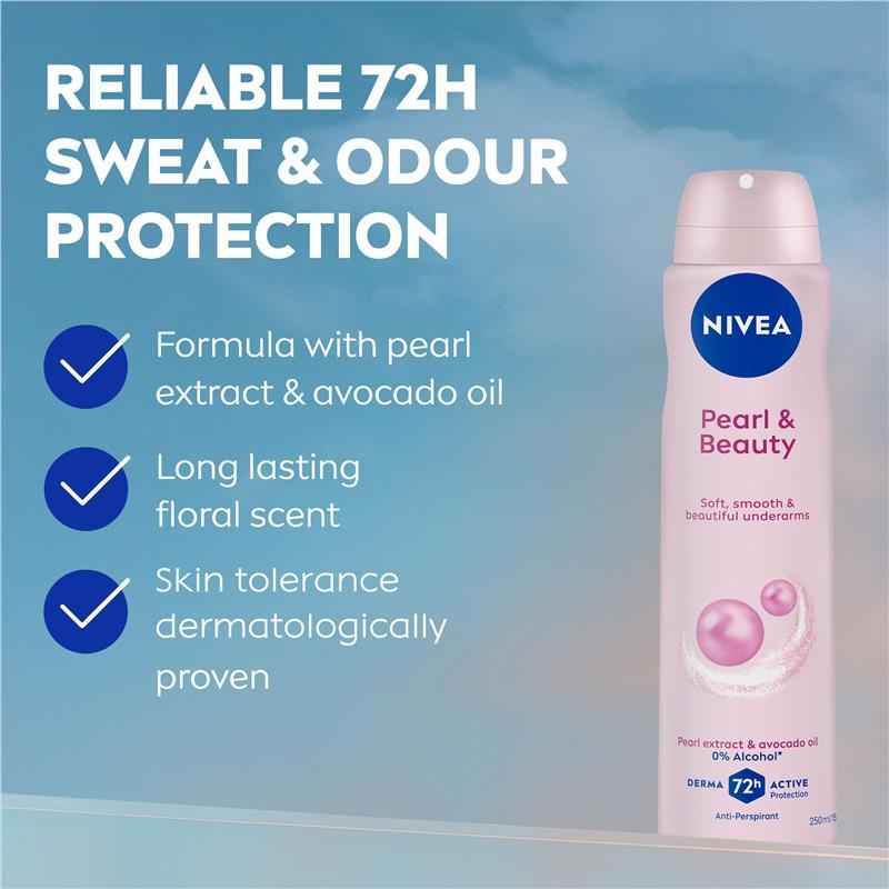 NIVEA Pearl & Beauty Aerosol Deodorant 72H Protection 150ml