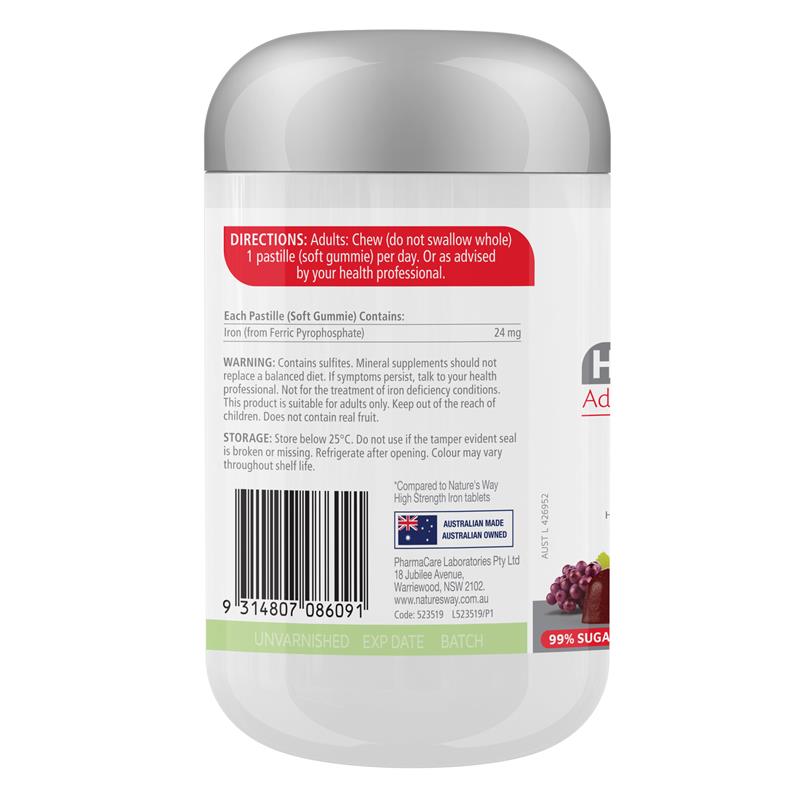 Nature's Way Adult Vita Gummies High Strength Iron 30 Gummies