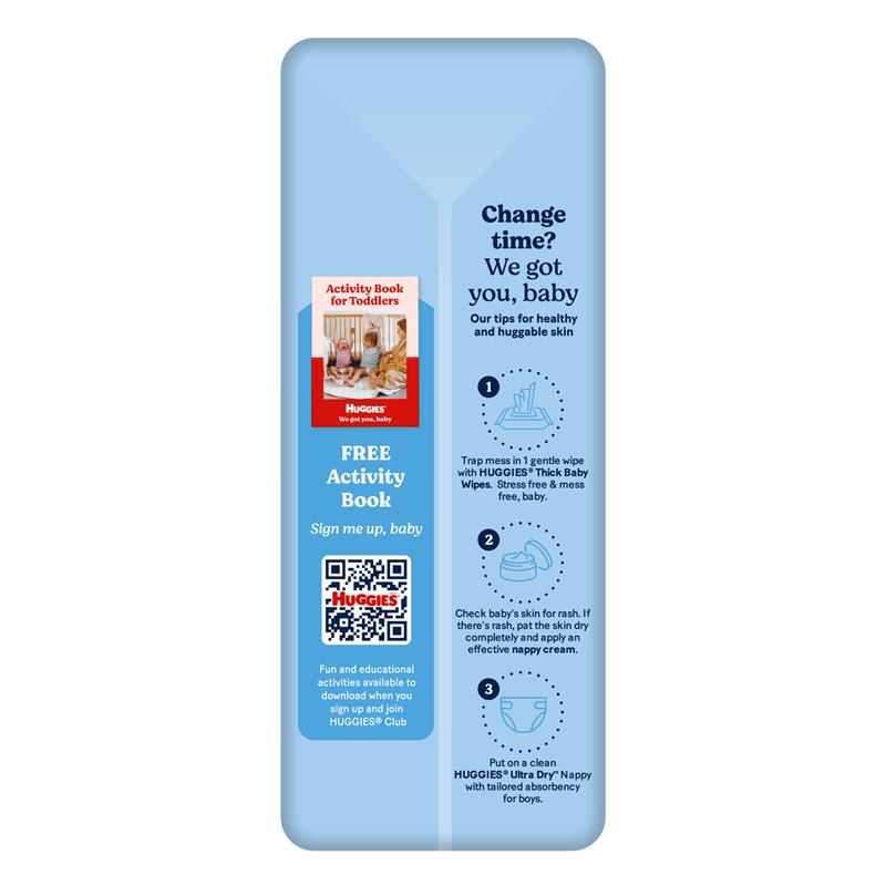 Huggies Ultra Dry Nappies Size 5 Boy 13-18kg Bulk 32 Pack