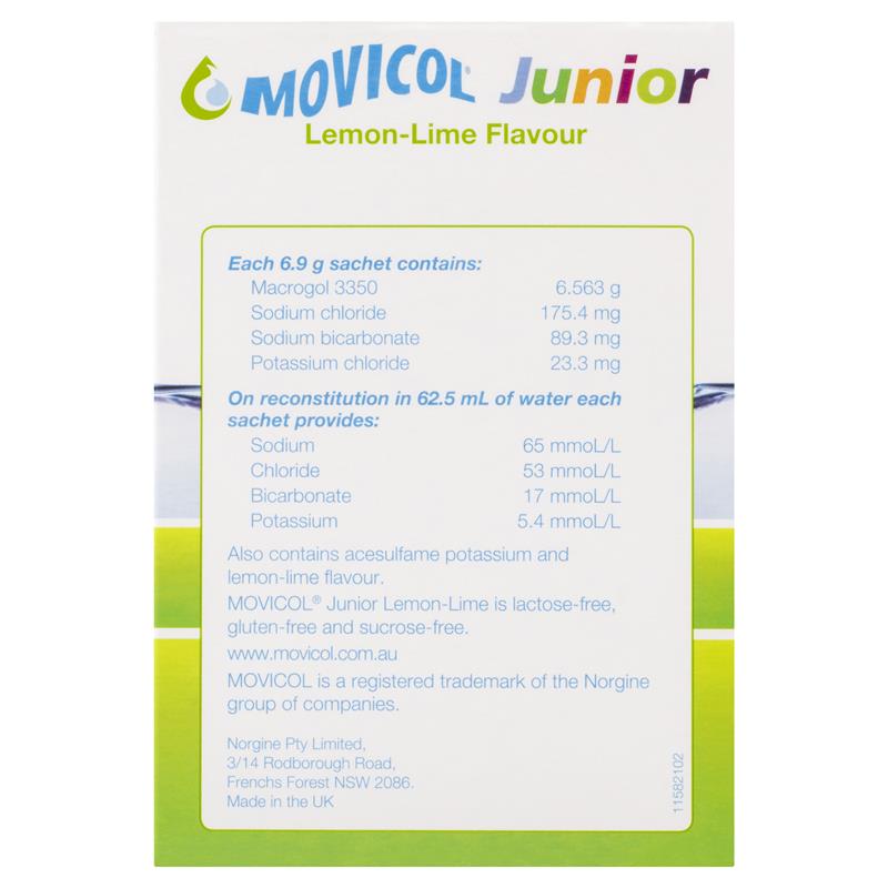Movicol Junior Lemon Lime 30 Sachets - GimmeNow