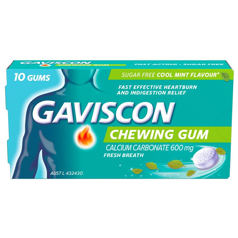 Gaviscon Chewing Gum Cool Mint 10 Gums - GimmeNow