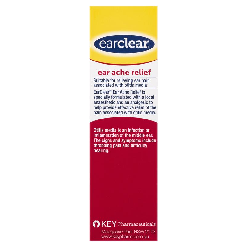EarClear Ear Ache Relief Drops 15mL - Effective Relief of Ear Pain